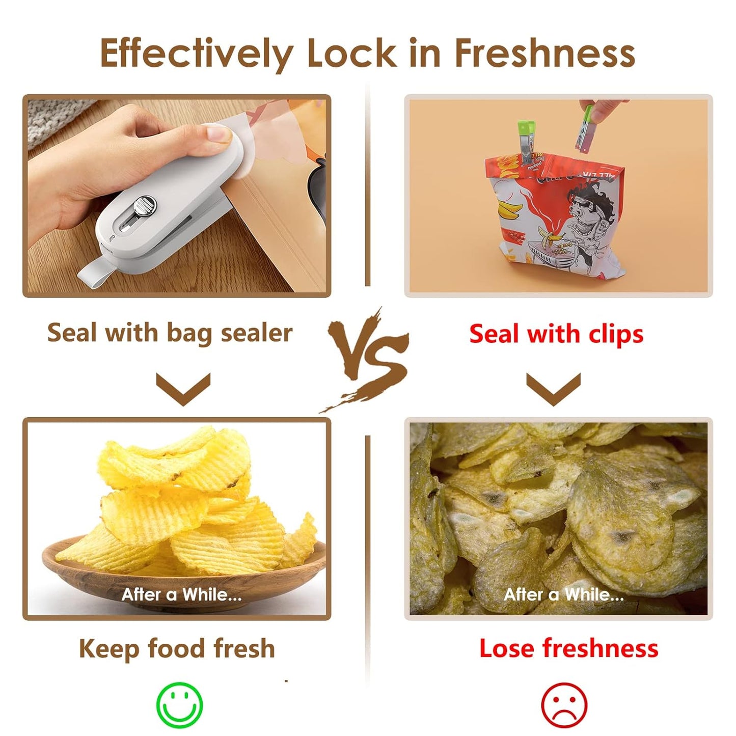 Bag Sealer Mini, 2 IN 1 Heat Sealer & Cutter Battery Powered