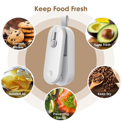 Bag Sealer Mini, 2 IN 1 Heat Sealer & Cutter Battery Powered