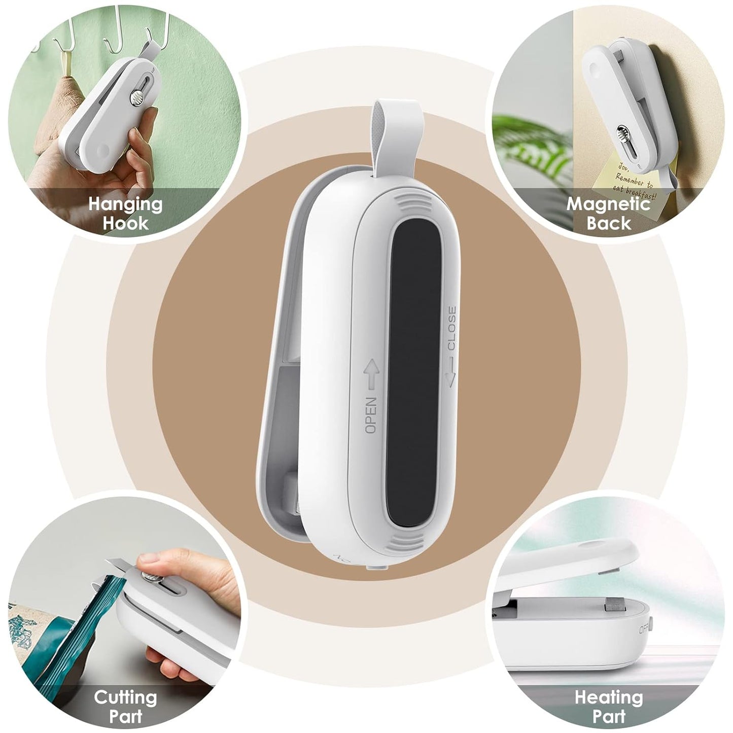 Bag Sealer Mini, 2 IN 1 Heat Sealer & Cutter Battery Powered