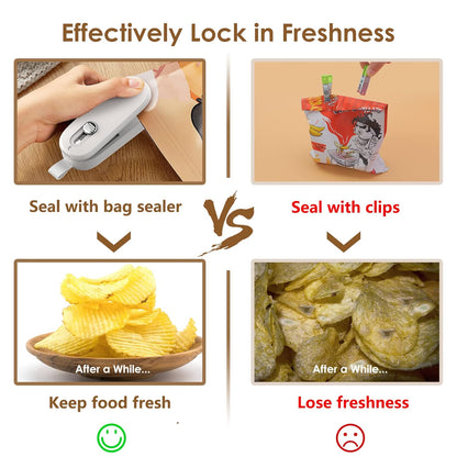 Bag Sealer Mini, 2 IN 1 Heat Sealer & Cutter Battery Powered